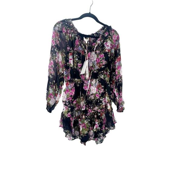 LoveShackFancy Popover Dress V Neck Floral Dress Midnight Muse Size S NWT - Picture 7 of 12